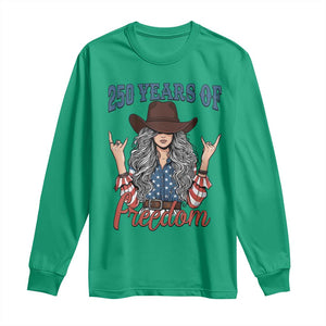 250th Anniversary USA Long Sleeve Shirt Western Cowgirl American Flag 4th of July TS14 Irish Green Print Your Wear