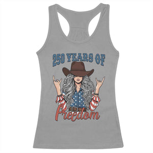 250th Anniversary USA Racerback Tank Top Western Cowgirl American Flag 4th of July TS14 Sport Gray Print Your Wear