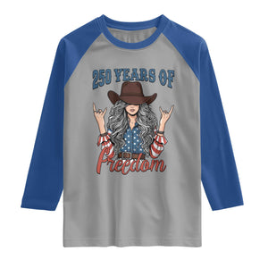 America 250th Anniversary Raglan Shirt Western Cowgirl American Flag 4th of July TS14 Sport Gray Royal Print Your Wear