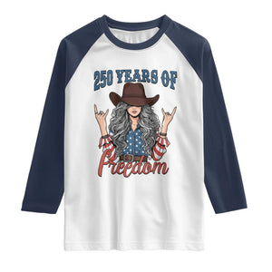 America 250th Anniversary Raglan Shirt Western Cowgirl American Flag 4th of July TS14 White Navy Print Your Wear
