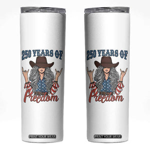 250th Anniversary USA Skinny Tumbler Western Cowgirl American Flag 4th of July TS14 White Print Your Wear