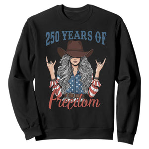 250th Anniversary USA Sweatshirt Western Cowgirl American Flag 4th of July TS14 Black Print Your Wear