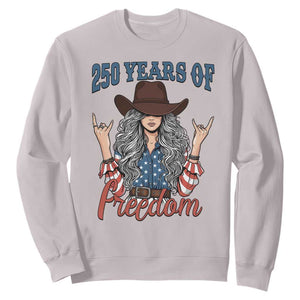 250th Anniversary USA Sweatshirt Western Cowgirl American Flag 4th of July TS14 Ice Gray Print Your Wear