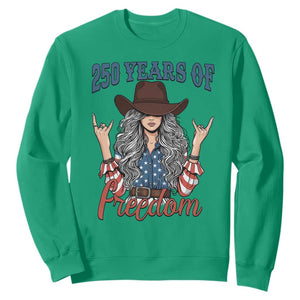 250th Anniversary USA Sweatshirt Western Cowgirl American Flag 4th of July TS14 Irish Green Print Your Wear