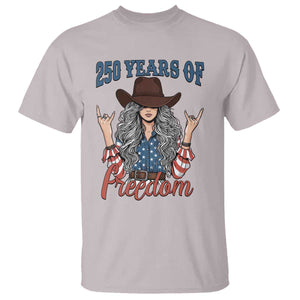 America 250th Anniversary T Shirt Western Cowgirl American Flag 4th of July TS14 Ice Gray Print Your Wear