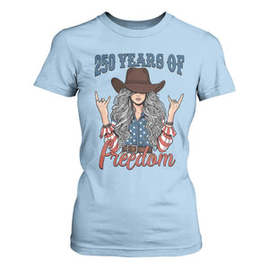 250th Anniversary USA T Shirt For Women Western Cowgirl American Flag 4th of July TS14 Light Blue Print Your Wear