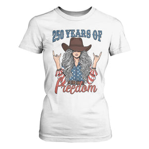 250th Anniversary USA T Shirt For Women Western Cowgirl American Flag 4th of July TS14 White Print Your Wear
