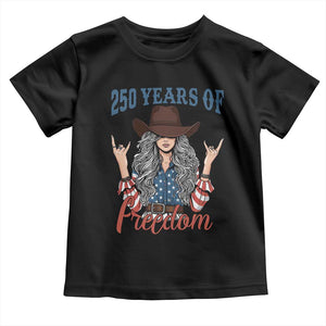 250th Anniversary USA Toddler T Shirt Western Cowgirl American Flag 4th of July TS14 Black Print Your Wear