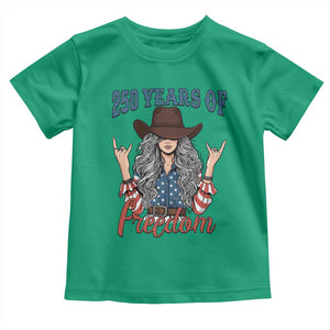 250th Anniversary USA Toddler T Shirt Western Cowgirl American Flag 4th of July TS14 Irish Green Print Your Wear