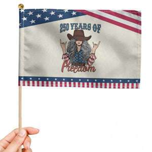 250th Anniversary USA Patriotic Handheld Flag Western Cowgirl American Flag 4th of July TS14 Modern 8.2" × 5.5" Beige Blue Print Your Wear