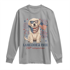 250th Anniversary USA Long Sleeve Shirt Labrador Retriever American Flag 4th of July TS14 Sport Gray Print Your Wear