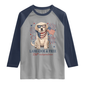 250th America Anniversary Raglan Shirt Labrador Retriever American Flag 4th of July TS14 Sport Gray Navy Print Your Wear