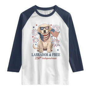 250th America Anniversary Raglan Shirt Labrador Retriever American Flag 4th of July TS14 White Navy Print Your Wear