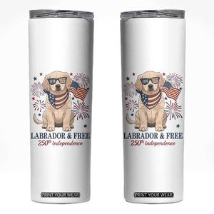 250th Anniversary USA Skinny Tumbler Labrador Retriever American Flag 4th of July TS14 White Print Your Wear