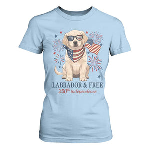250th Anniversary USA T Shirt For Women Labrador Retriever American Flag 4th of July TS14 Light Blue Print Your Wear