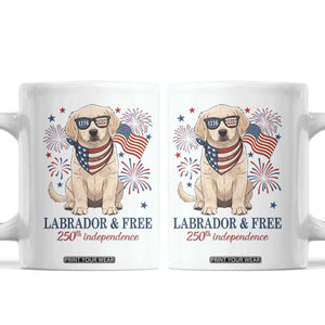 250th Anniversary USA Coffee Mug Labrador Retriever American Flag 4th of July TS14 White Print Your Wear
