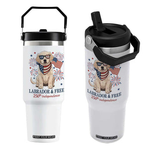 250th Anniversary USA Flip Straw Tumbler Labrador Retriever American Flag 4th of July TS14 One Size: 30 oz White Print Your Wear