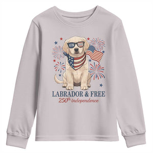 250th Anniversary USA Youth Sweatshirt Labrador Retriever American Flag 4th of July TS14 Ice Gray Print Your Wear