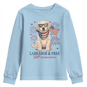 250th Anniversary USA Youth Sweatshirt Labrador Retriever American Flag 4th of July TS14 Light Blue Print Your Wear