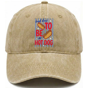 Bad Day To Be A Hot Dog Washed Cotton Baseball Cap 4th of July Summer Beach TS14 Print Your Wear