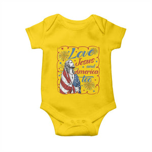 Loves Jesus and America Too Baby Onesie Patriotic Christian Jesus 4th of July TS14 Daisy Print Your Wear