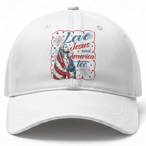 Loves Jesus and America Too Baseball Cap Patriotic Christian Jesus 4th of July TS14 Print Your Wear