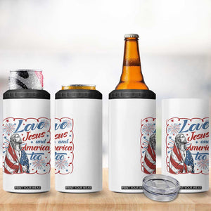 Loves Jesus and America Too 4 in 1 Can Cooler Tumbler Patriotic Christian Jesus 4th of July TS14 Print Your Wear