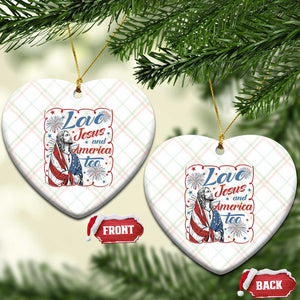 Loves Jesus and America Too Ceramic Ornament Patriotic Christian Jesus 4th of July TS14 Print Your Wear