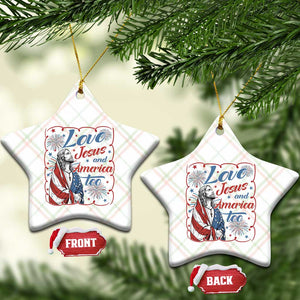 Loves Jesus and America Too Ceramic Ornament Patriotic Christian Jesus 4th of July TS14 Print Your Wear