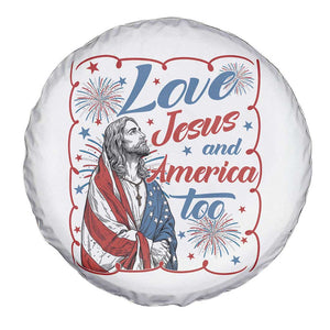 Loves Jesus and America Too Spare Tire Cover Patriotic Christian Jesus 4th of July TS14 Print Your Wear