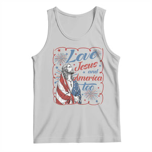 Loves Jesus and America Too Tank Top Patriotic Christian Jesus 4th of July TS14 Ash Print Your Wear