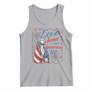 Loves Jesus and America Too Tank Top Patriotic Christian Jesus 4th of July TS14 Athletic Heather Print Your Wear
