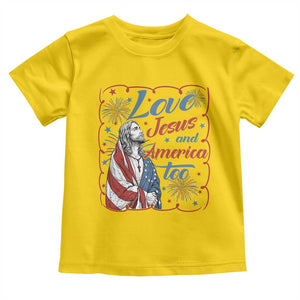 Loves Jesus and America Too Toddler T Shirt Patriotic Christian Jesus 4th of July TS14 Daisy Print Your Wear