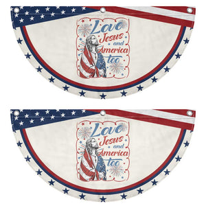 Loves Jesus and America Too Patriotic Fan Flag Christian Jesus 4th of July