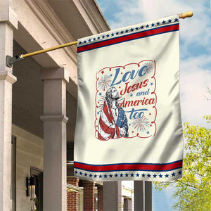 Loves Jesus and America Too Patriotic Garden Flag Christian Jesus 4th of July TS14 Modern Beige Red Print Your Wear