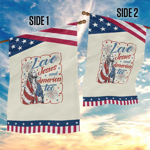 Loves Jesus and America Too Patriotic Garden Flag Christian Jesus 4th of July TS14 Print Your Wear