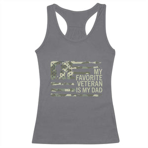 My Favorite Veteran is My Dad Racerback Tank Top Veteran Dad Camo American Flag