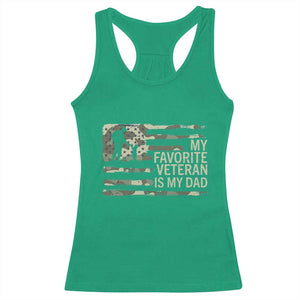 My Favorite Veteran is My Dad Racerback Tank Top Veteran Dad Camo American Flag