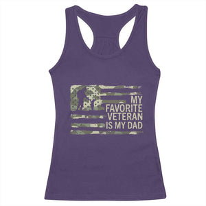 My Favorite Veteran is My Dad Racerback Tank Top Veteran Dad Camo American Flag