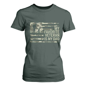 My Favorite Veteran is My Dad T Shirt For Women Veteran Dad Camo American Flag TS14 Dark Forest Green Print Your Wear