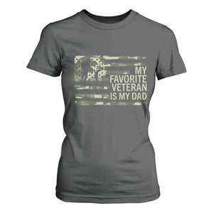 My Favorite Veteran is My Dad T Shirt For Women Veteran Dad Camo American Flag TS14 Dark Heather Print Your Wear