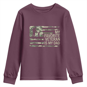 My Favorite Veteran is My Dad Youth Sweatshirt Veteran Dad Camo American Flag