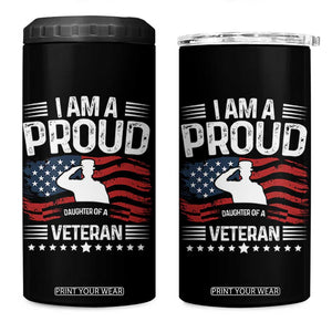 Proud Daughter Veteran Nothing Scares 4 in 1 Can Cooler Tumbler Military Family Pride American Flag TS14 One Size: 16 oz Black Print Your Wear