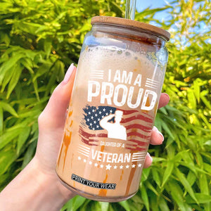 Proud Daughter Veteran Nothing Scares Glass Can Military Family Pride American Flag