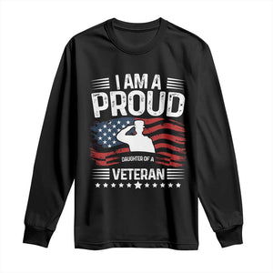 Proud Daughter Veteran Nothing Scares Long Sleeve Shirt Military Family Pride American Flag