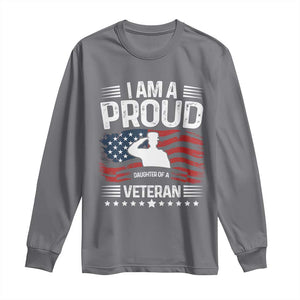 Proud Daughter Veteran Nothing Scares Long Sleeve Shirt Military Family Pride American Flag