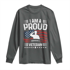 Proud Daughter Veteran Nothing Scares Long Sleeve Shirt Military Family Pride American Flag