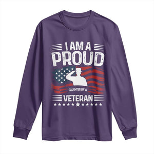 Proud Daughter Veteran Nothing Scares Long Sleeve Shirt Military Family Pride American Flag