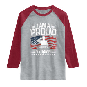 Proud Daughter Veteran Nothing Scares Raglan Shirt Military Family Pride American Flag TS14 Heather Gray Heather Red Print Your Wear