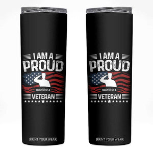Proud Daughter Veteran Nothing Scares Skinny Tumbler Military Family Pride American Flag